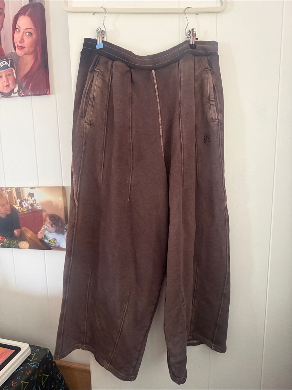 Free People Brown Wide-Leg Sweatpants barrel